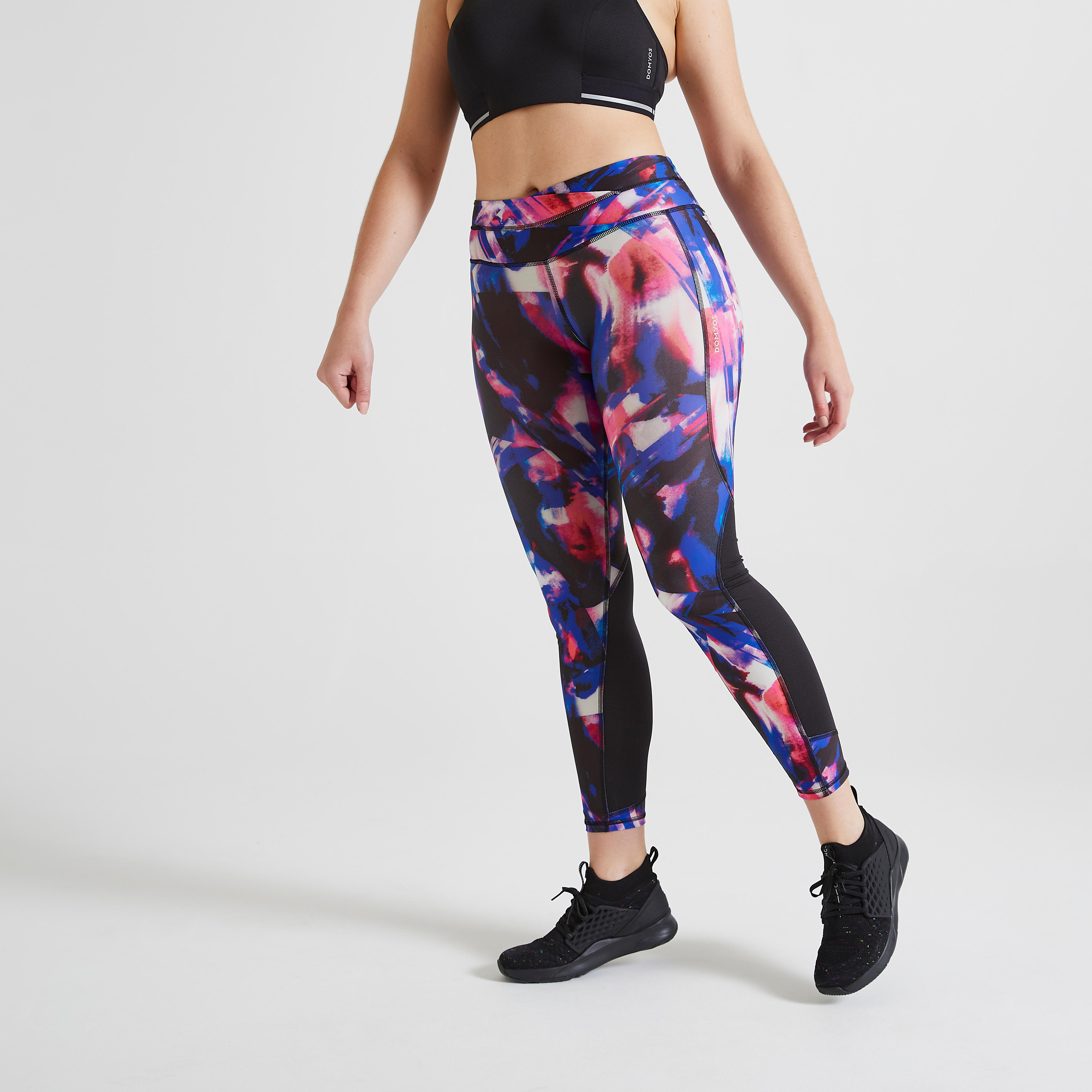 Licra Deportiva Cross Training Mujer Rosado Estampado FIT 500 - Decathlon