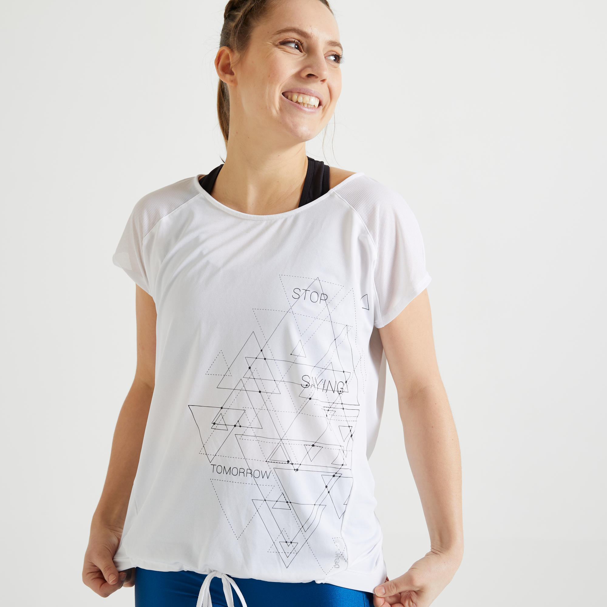 Tshirt fitness cardio training femme blanc 120 Domyos by Decathlon