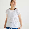 Tricou Fitness Cardio 120 alb Imprimeu Damă