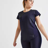 T-shirt fitness kondition 120 Dam marinblå med tryck Populärt - T-shirt FTS 120 Dam blå DOMYOS - T-shirts och Toppar - Dam