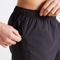 Short de fitness essentiel respirant poches zippés homme -  noir uni