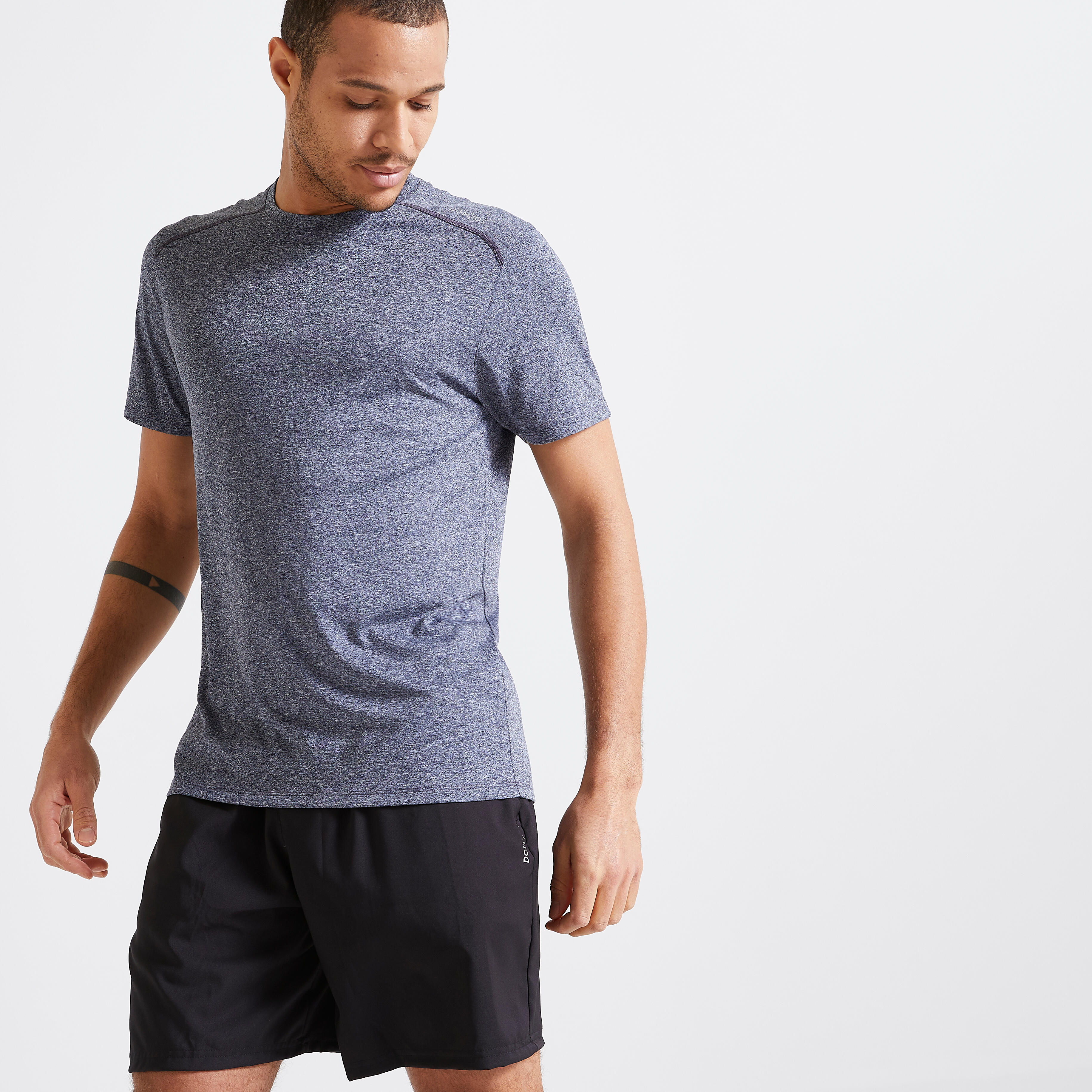 Camiseta para Cardio Training Hombre - Gris Jaspeado - Decathlon