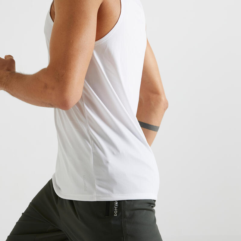 Camiseta fitness sin mangas cardio-training Hombre Domyos 100 blanco