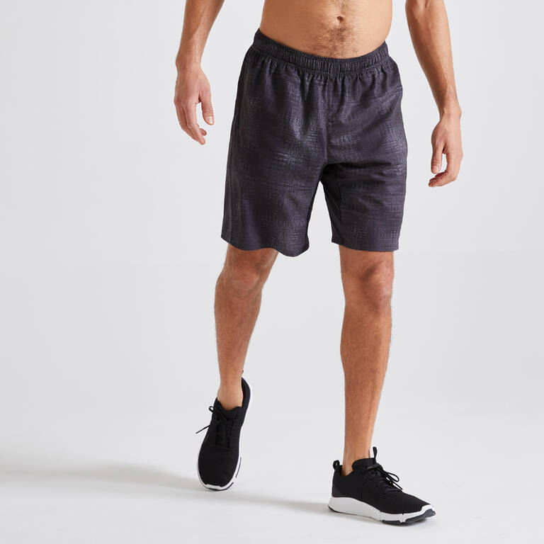 Men's Recycled Polyester Gym Shorts with Zip Pockets - Grey/Black