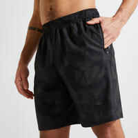 Fitness Training Shorts with Zipped Pockets - Printed Khaki