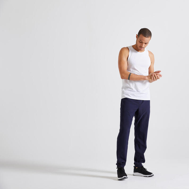Pantalón chándal fitness ecodiseñado Hombre Domyos 120 azul marino