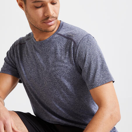 Men's Breathable Crew Neck Essential Fitness T-Shirt - Mottled Grey