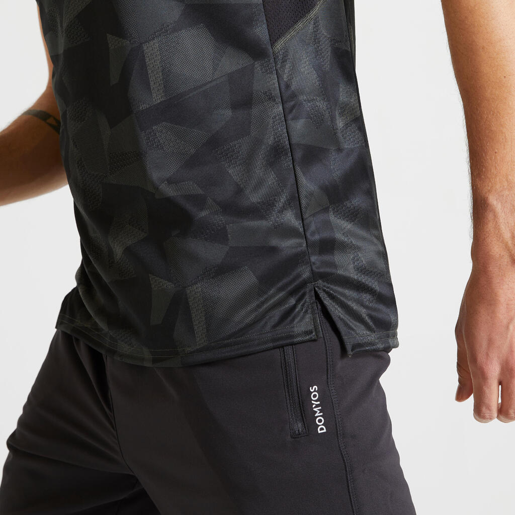 T shirt technique fitness kaki imprimé camouflage  eco-responsable