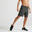 Ademende basic fitness short voor heren zakken met rits kaki