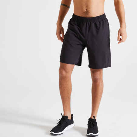 Shorts Fitnesstraining atmungsaktiv Reissverschlusstaschen Herren schwarz uni