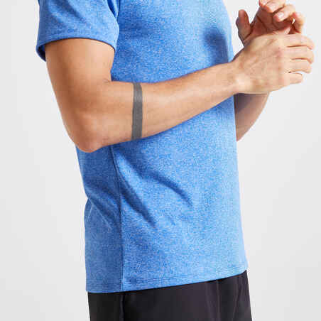 Camiseta fitness manga corta transpirable cuello redondo Hombre Domyos azul