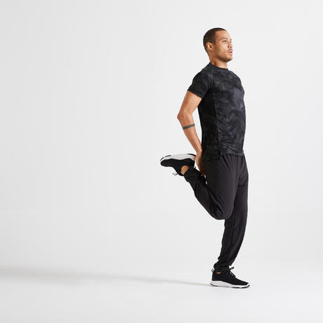 Men's Fitness Cardio Training Eco-Friendly T-Shirt 120 - Khaki/Black ...