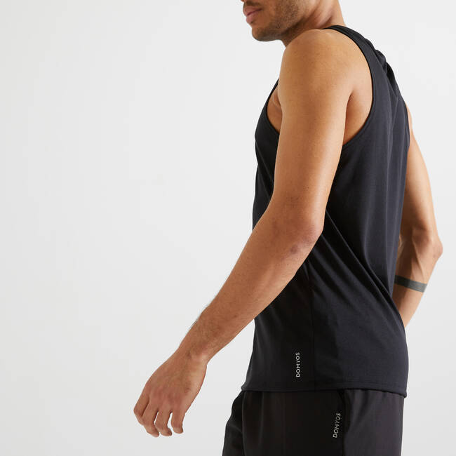 Buy Men Polyester Slim-Fit Gym Tank Top - Black Online