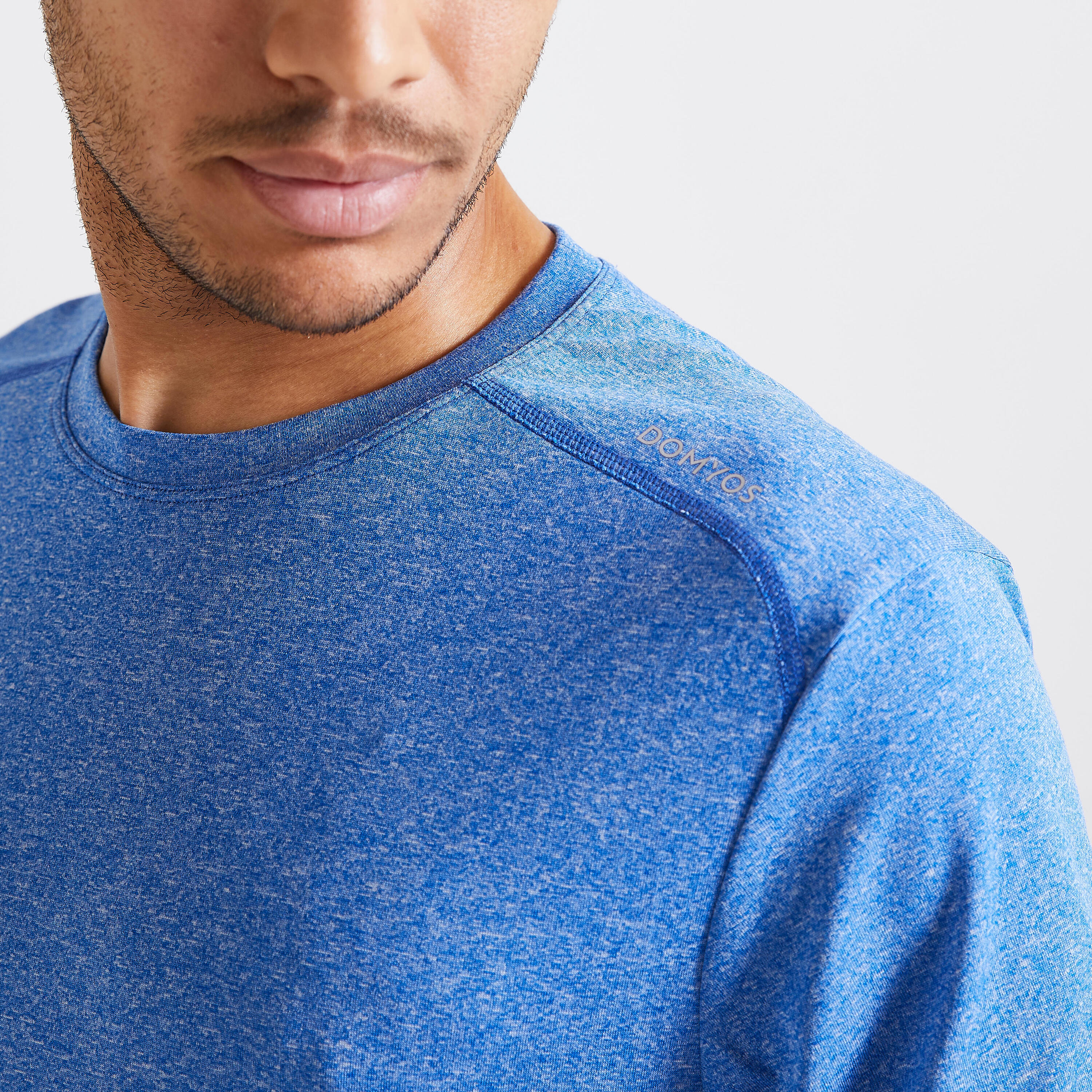 Men's Crew Neck Breathable Essential Fitness T-Shirt - Mottled Blue 3/5