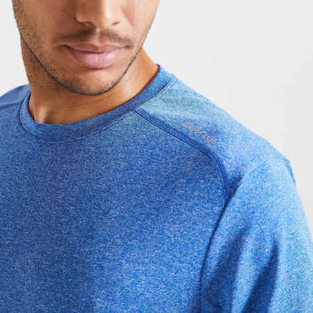 T-Shirt Fitness Essential atmungsaktiv Rundhalsausschnitt Herren blau meliert