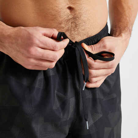 Fitness Training Shorts with Zipped Pockets - Printed Khaki