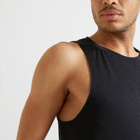 Débardeur de fitness essentiel respirant col rond homme - noir