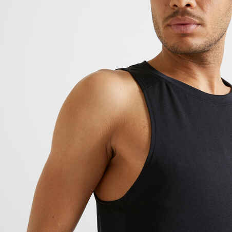 Men's Fitness Cardio Training Tank Top 100 - Black