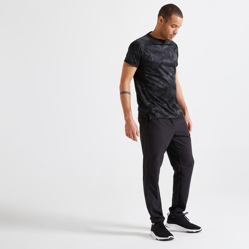 Férfi melegítőnadrág fitneszhez, légáteresztő, regular, fekete