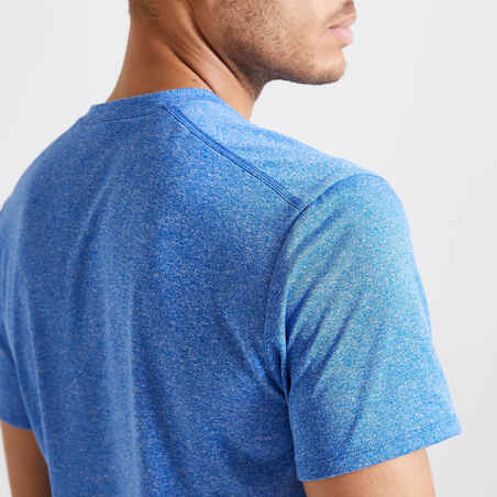 T-Shirt Fitness Essential atmungsaktiv Rundhalsausschnitt Herren blau meliert