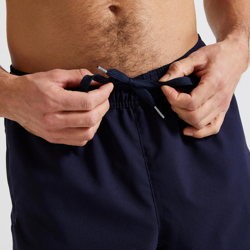 Ademende basic fitness short voor heren zakken met rits marineblauw