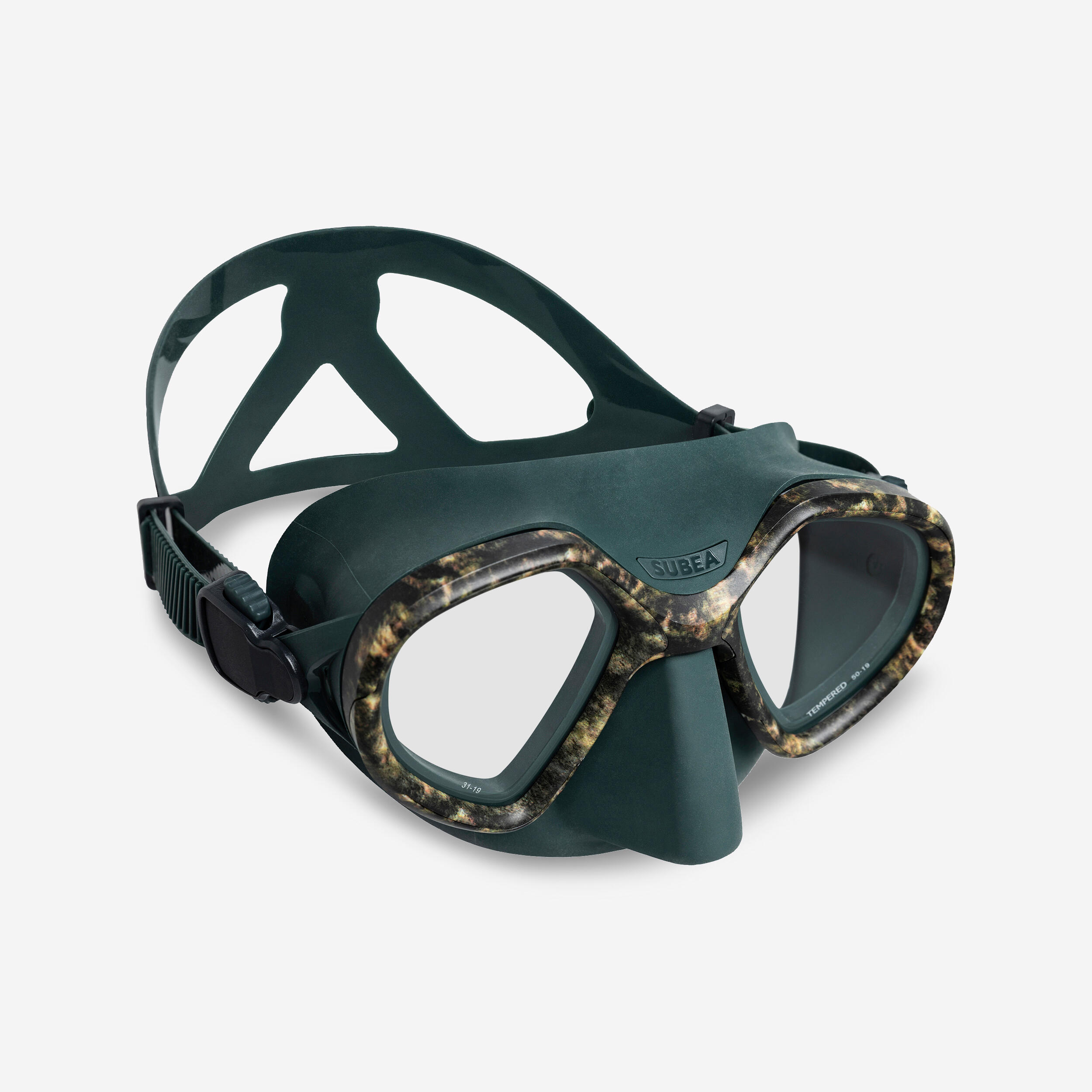 Maschera per pesca subacquea di piccolo volume - 500 Dual Camouflage