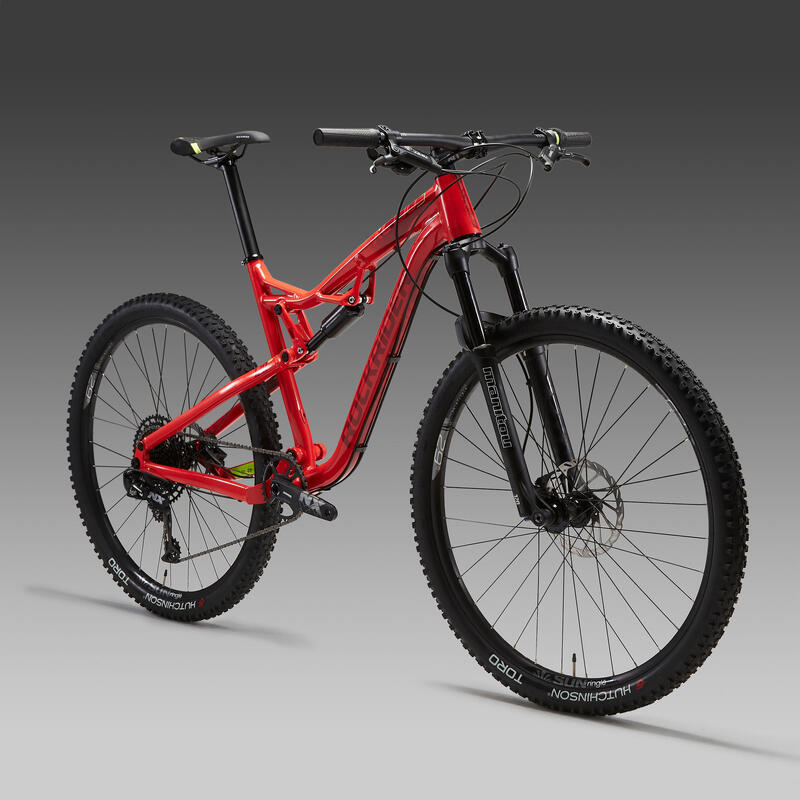 Bicicleta de montaña 29" aluminio doble suspensión Rockrider XC 100 S rojo
