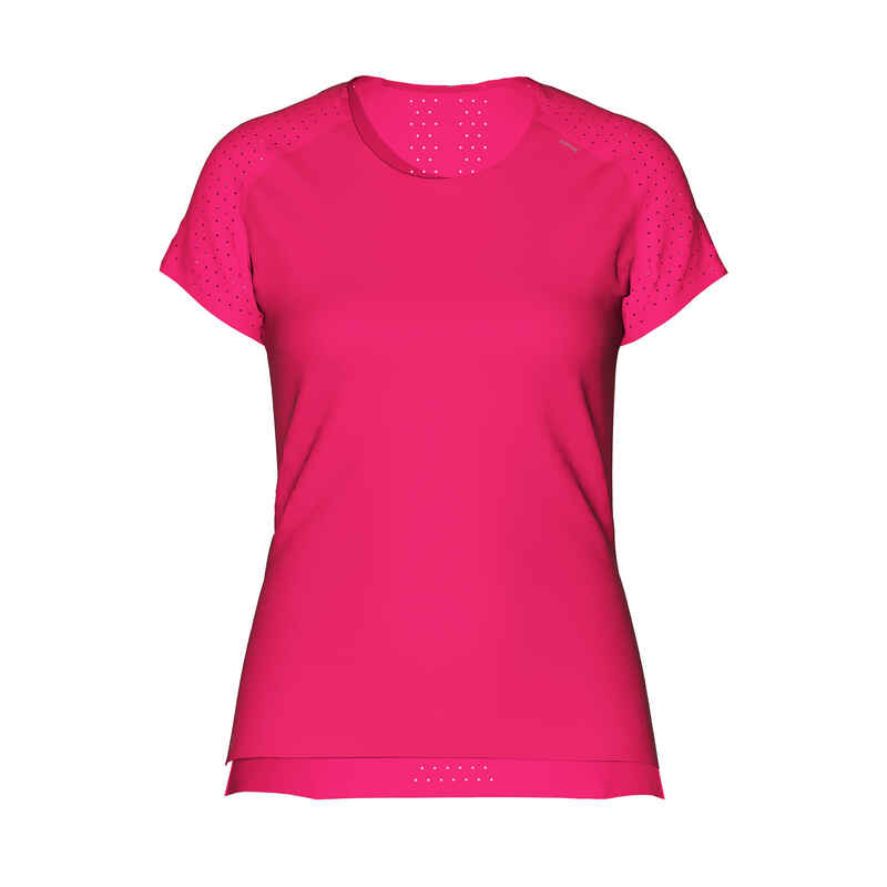 Laufshirt kurzarm leicht atmungsaktiv Kiprun Light Damen neonrosa Laufshirt kurzarm leicht atmungsaktiv Kiprun Light Damen neonrosa