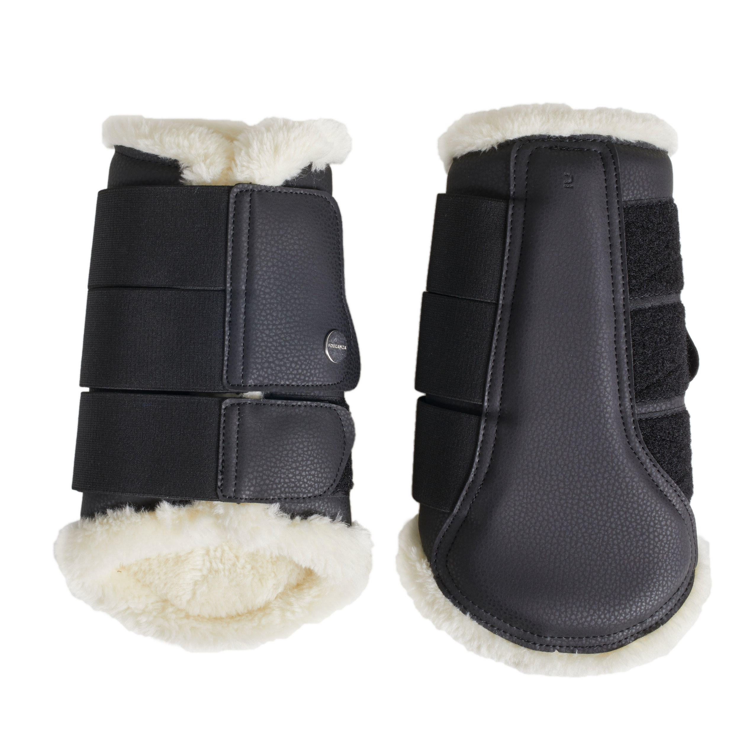 Guetres Cheval Dressage Fermees Mouton Synthetique Noires 500 X2 Fouganza Decathlon