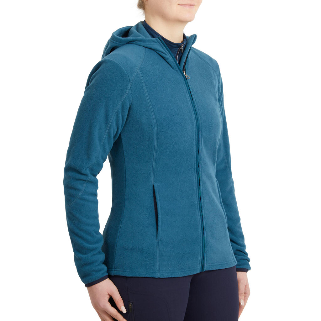 Women's Horse Riding 2-in-1 Hooded Fleece - Petrol