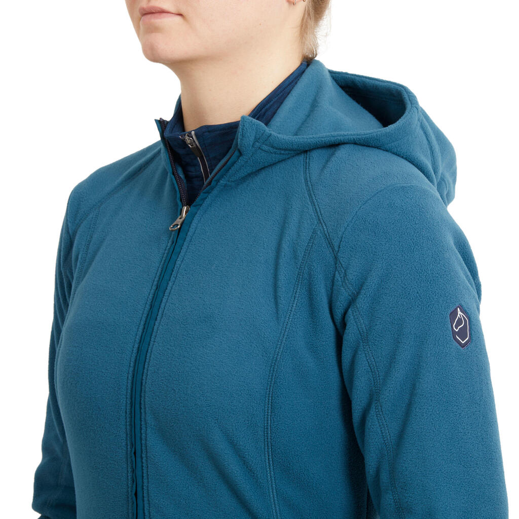 Women's Horse Riding 2-in-1 Hooded Fleece - Petrol