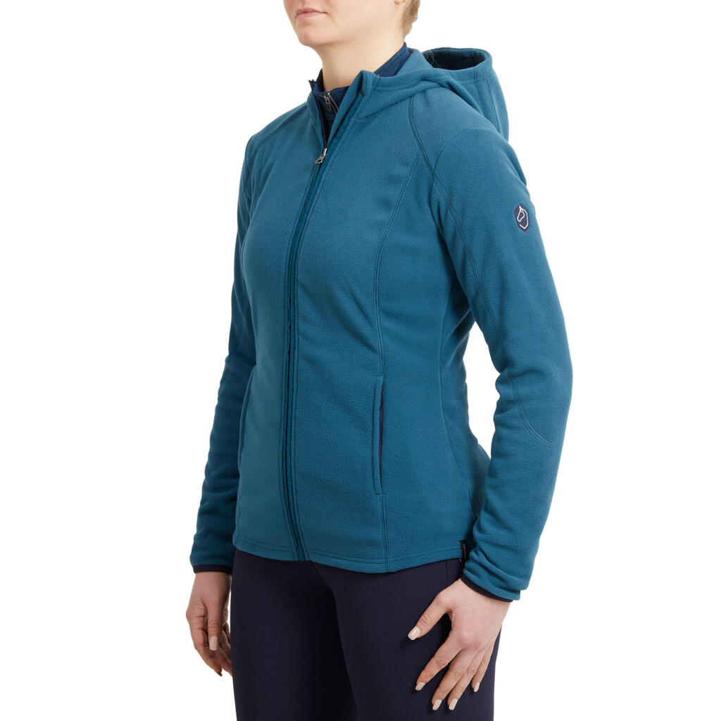 Women's Horse Riding 2-in-1 Hooded Fleece - Petrol