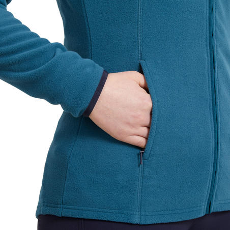 Moteriškas flisinis jojimo džemperis su gobtuvu „Du viename“, benzino mėlynas