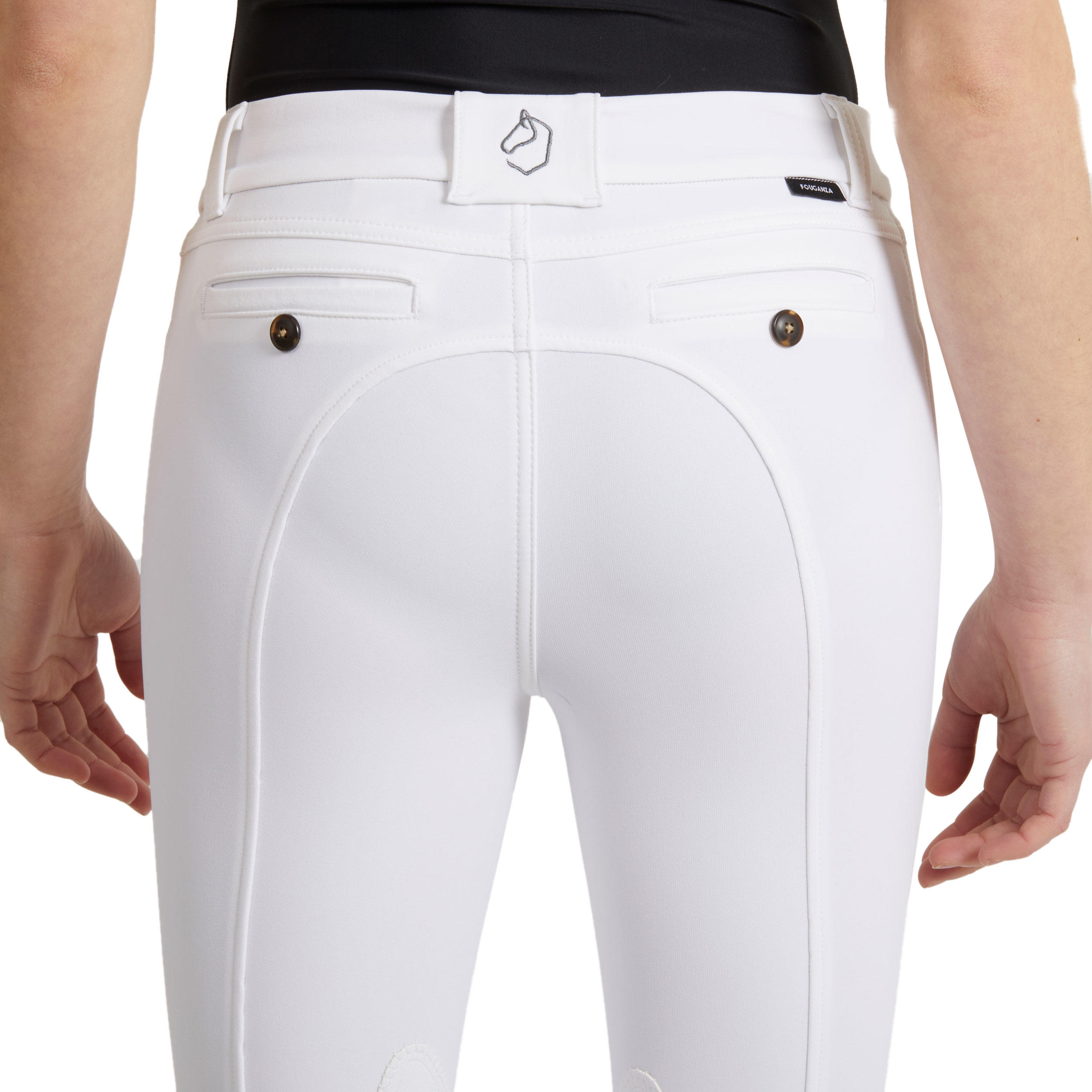 Бриджи для соревнований детские с коленной замшевой леей BR 500 FOUGANZA