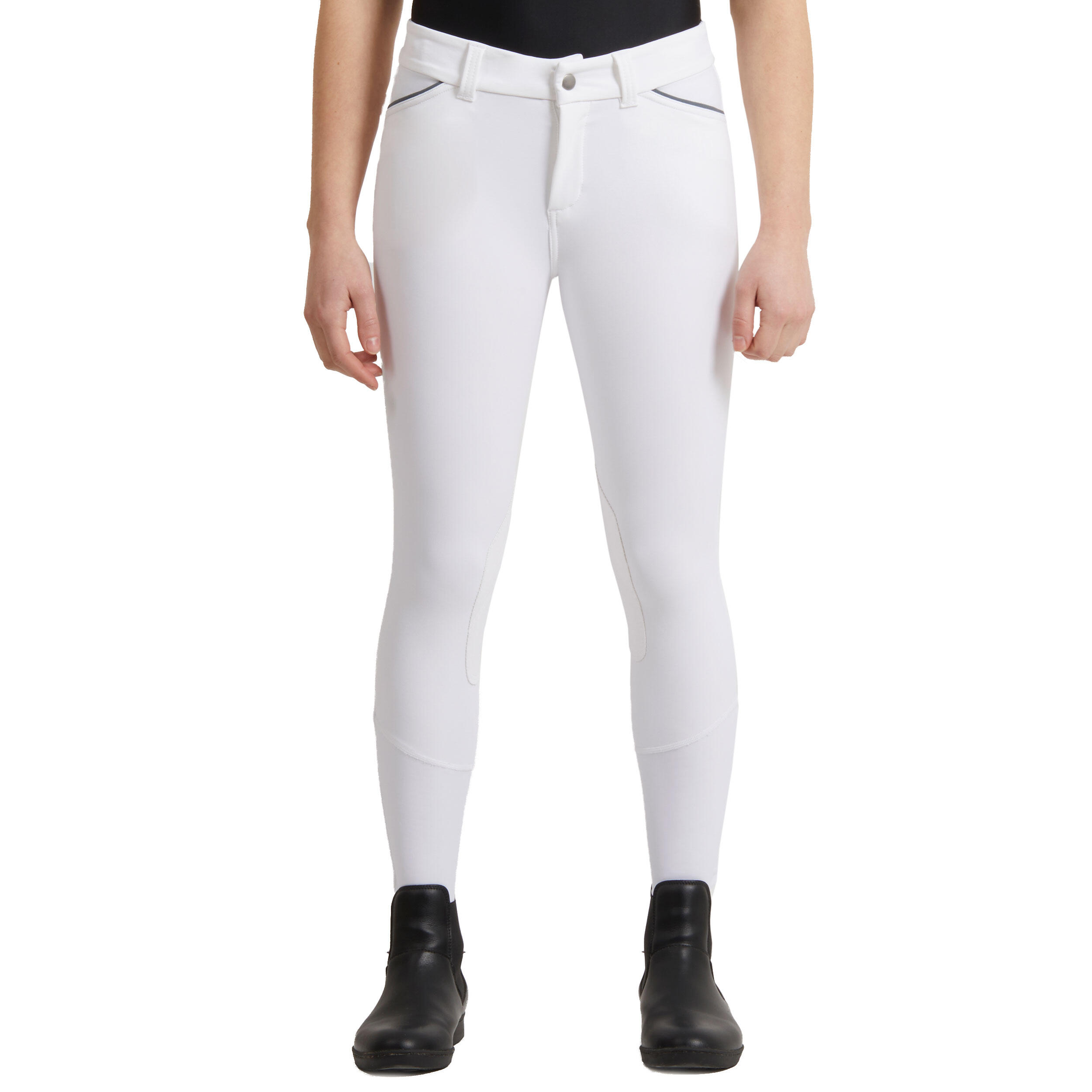 Бриджи для соревнований детские с коленной замшевой леей BR 500 FOUGANZA