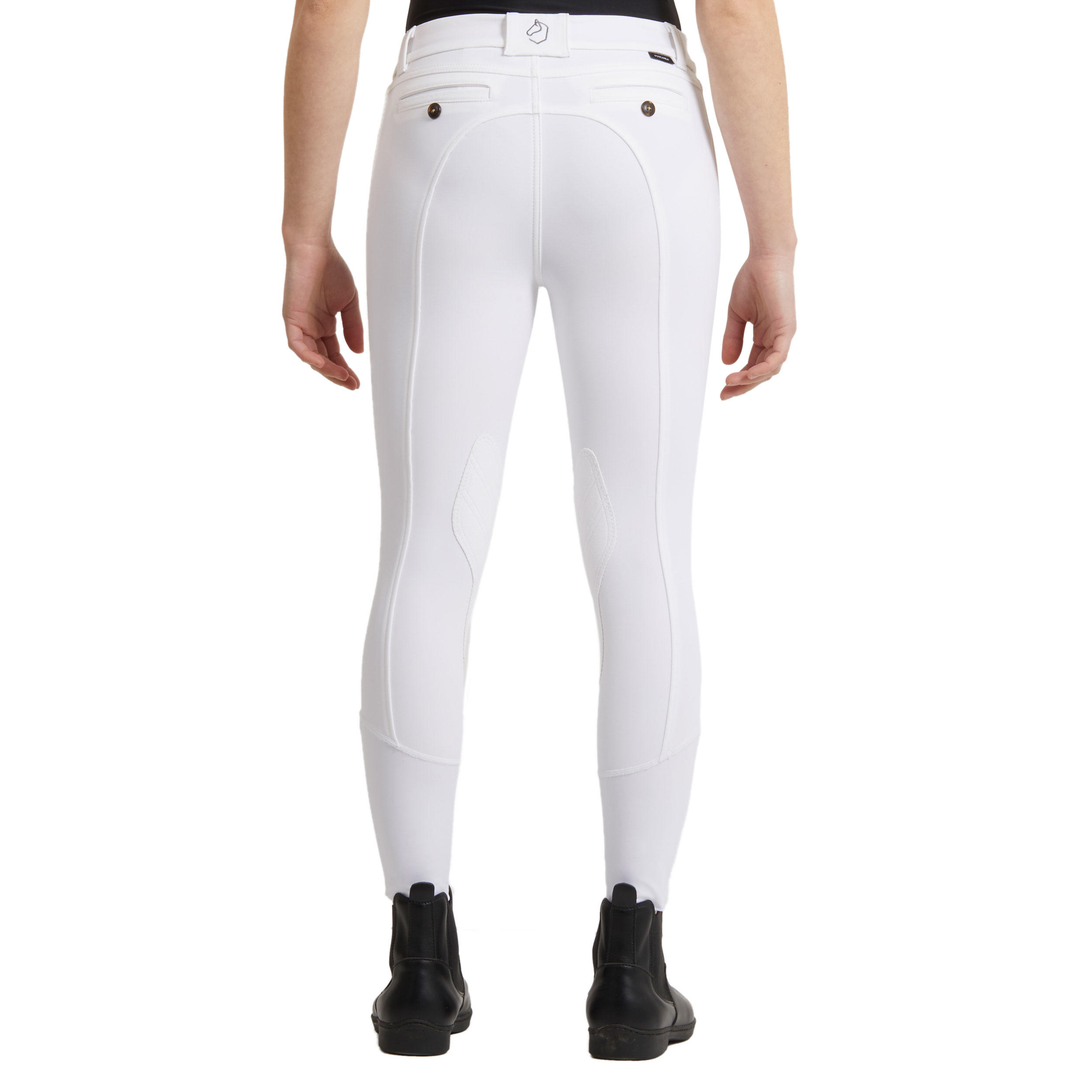 Бриджи для соревнований детские с коленной замшевой леей BR 500 FOUGANZA