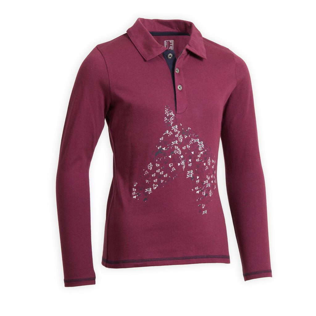 Reit-Poloshirt Kinder Mädchen langarm - 100 grün
