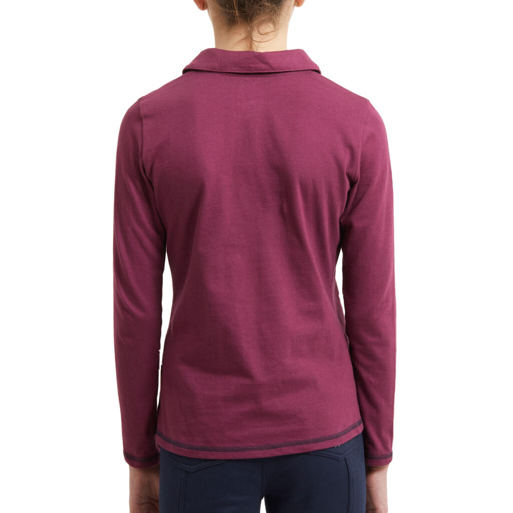 Reit-Poloshirt Kinder Mädchen langarm - 100 grün