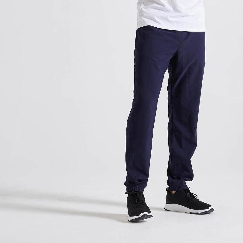 Pantalón chándal fitness algodón ajustado Hombre Domyos 500+ azul -  Decathlon