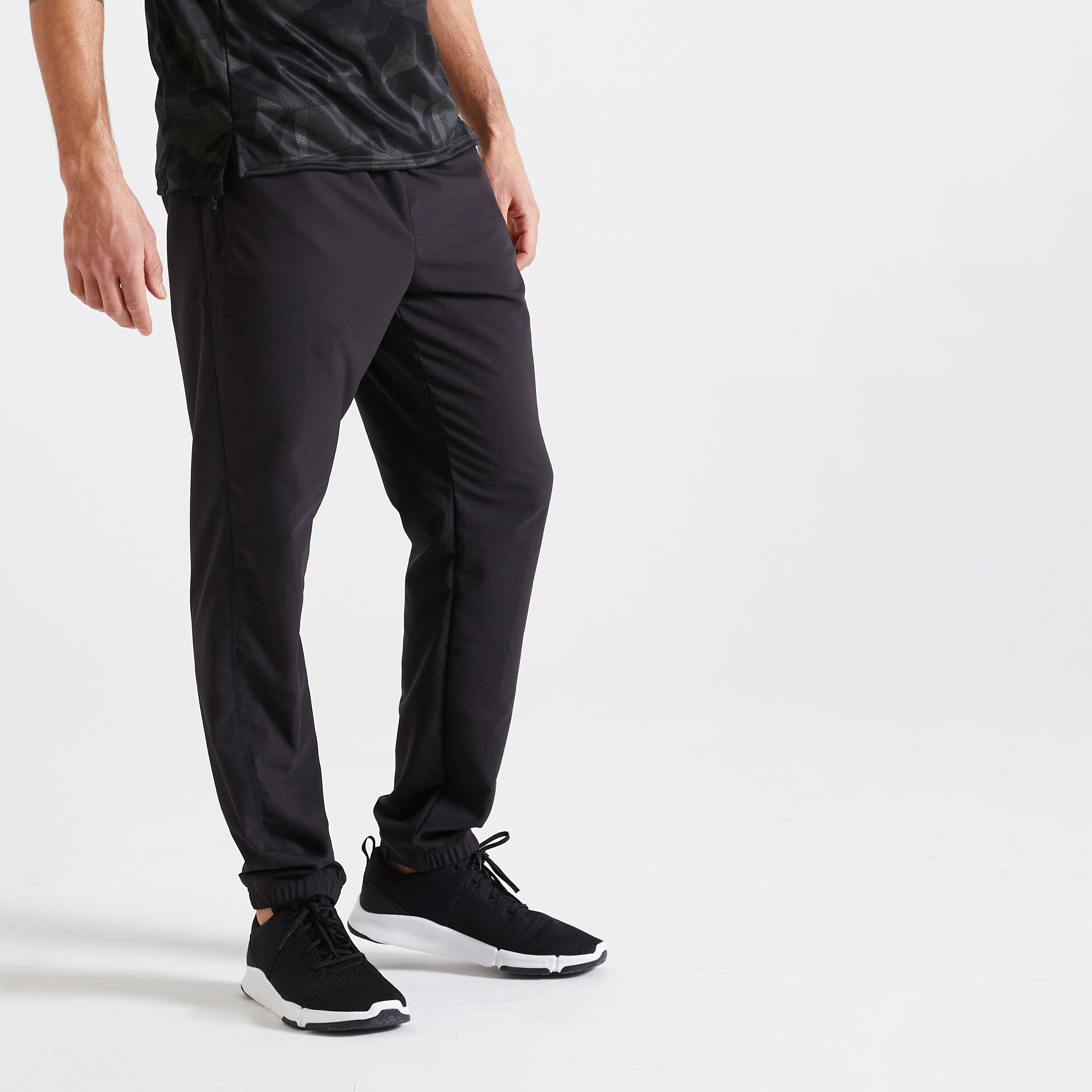 Buy Men Polyester Slim-Fit Gym Track Pants - Black Online | Decathlon