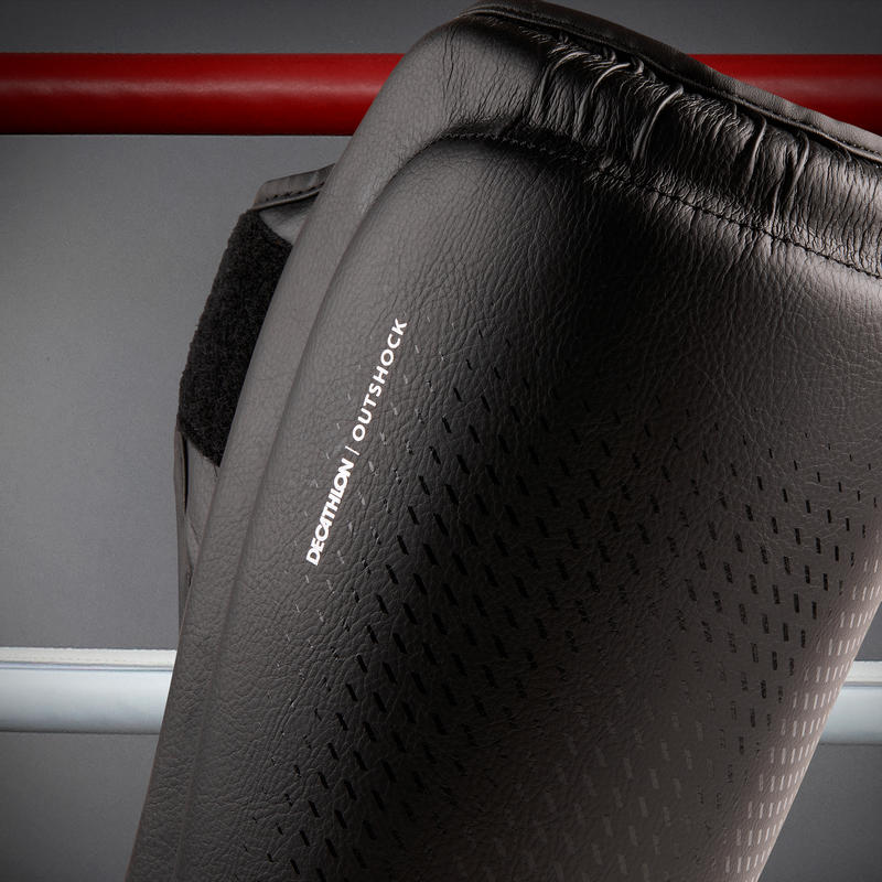 Kids' Kickboxing/MuayThai ShinFoot Guard 900 Black Decathlon