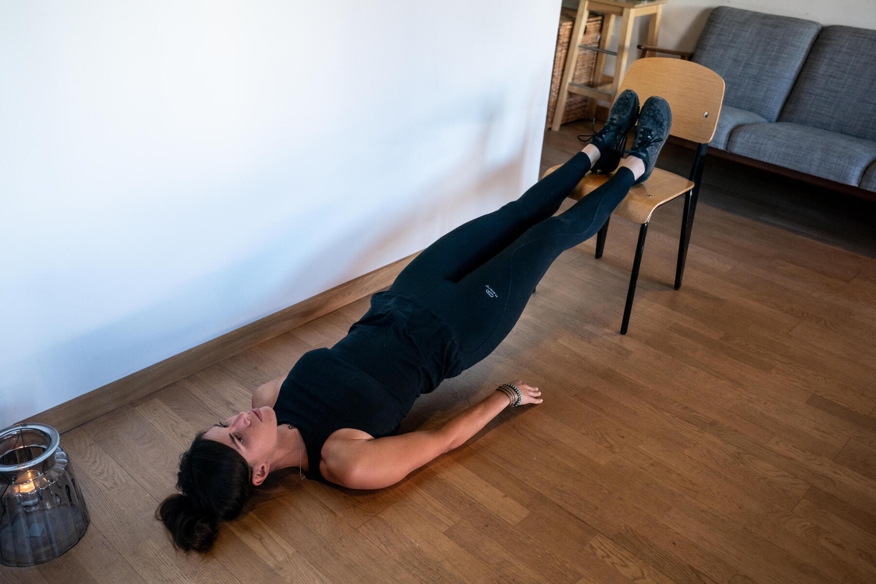 woman doing chair exercises