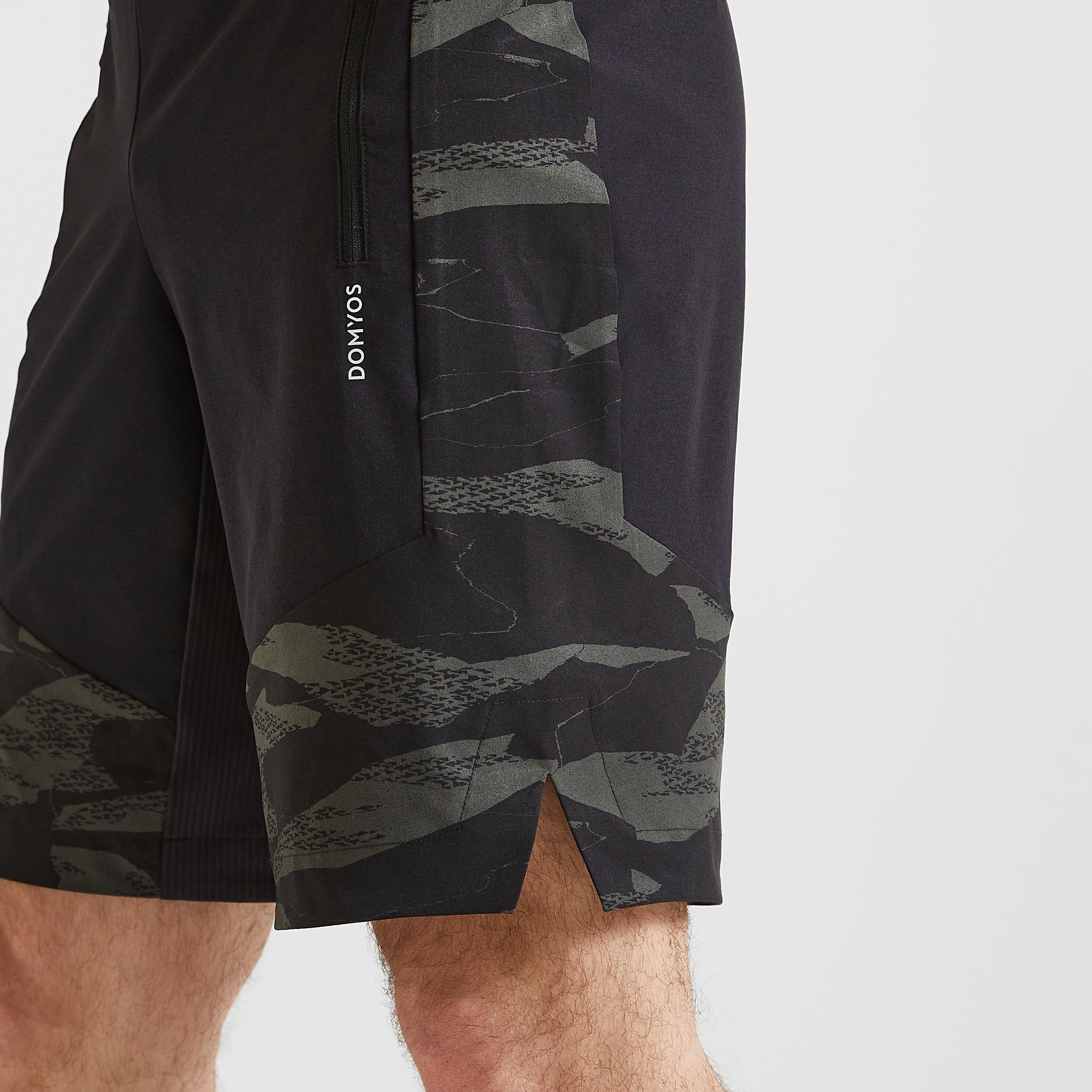 Pantaloneta Ecodiseñada para Cardio Training Negro Camuflaje 500 - Decathlon