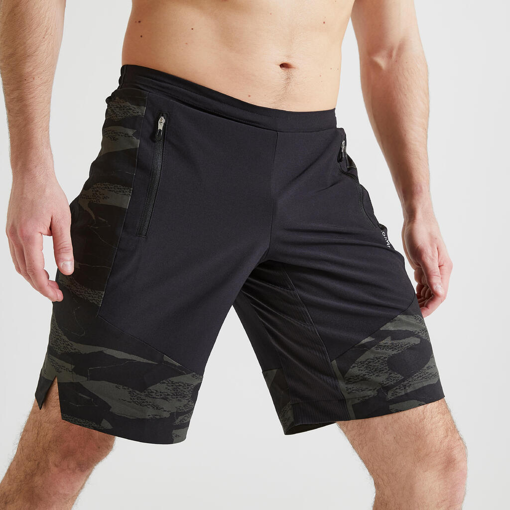 Men's Fitness Cardio Training Eco-Friendly Shorts FST 500 - Black Camo