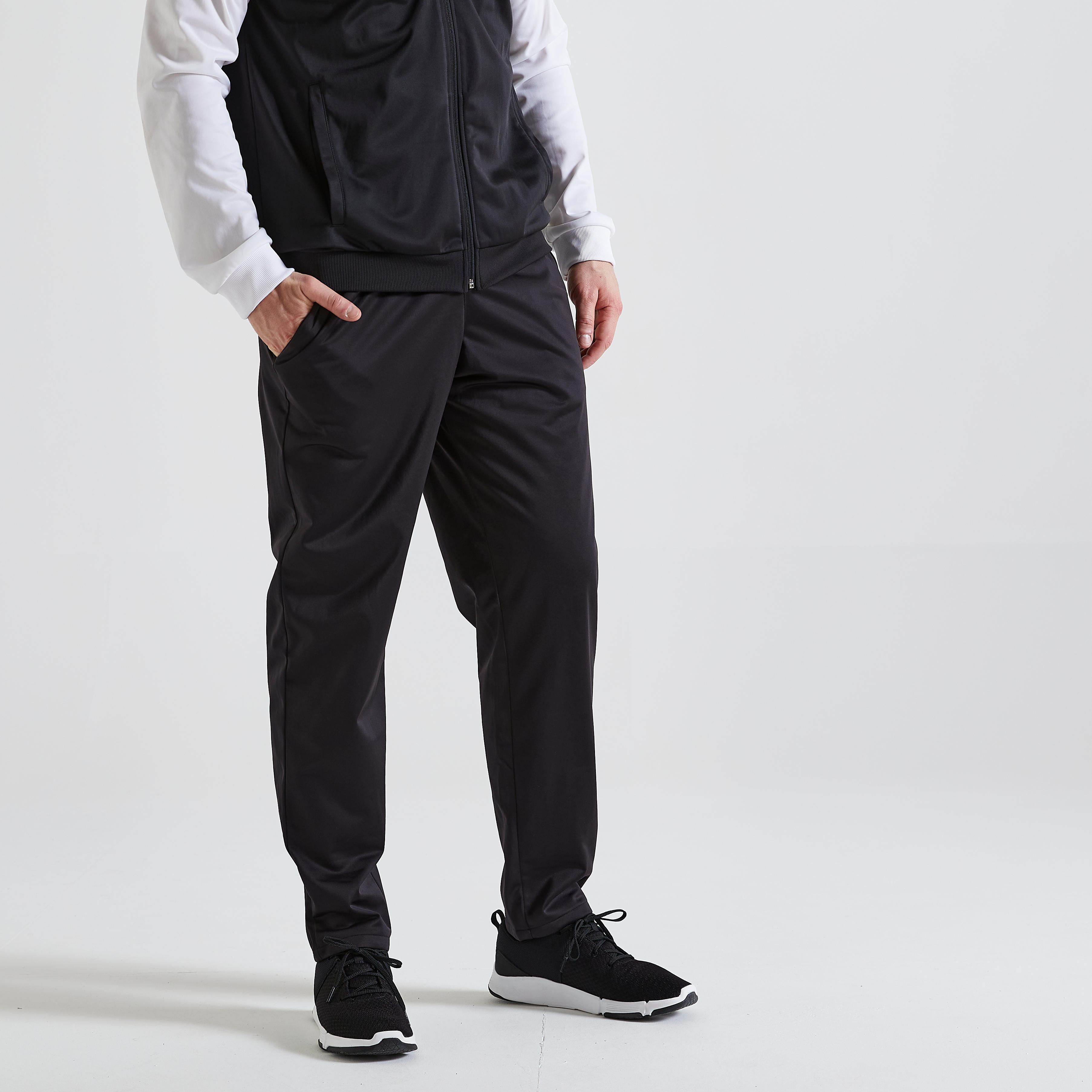 Buzo Fitness Domyos Gym Hombre Negro y Blanco - Decathlon
