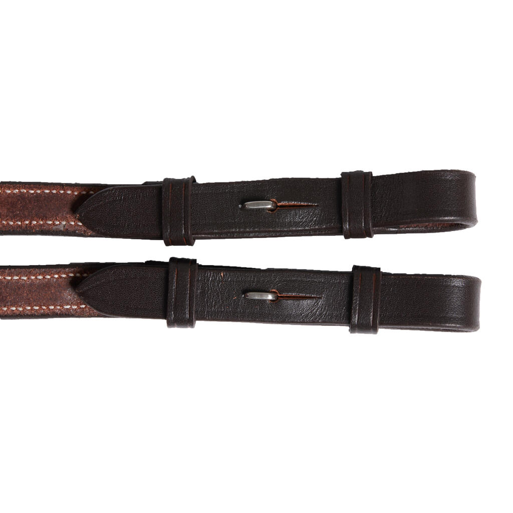 Horse and Pony Riding Leather Reins 900 Grip - Light Brown