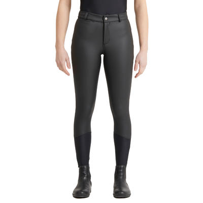 Tweedehands - warme en waterafstotende rijbroek voor kinderen kipwarm 500 zwart