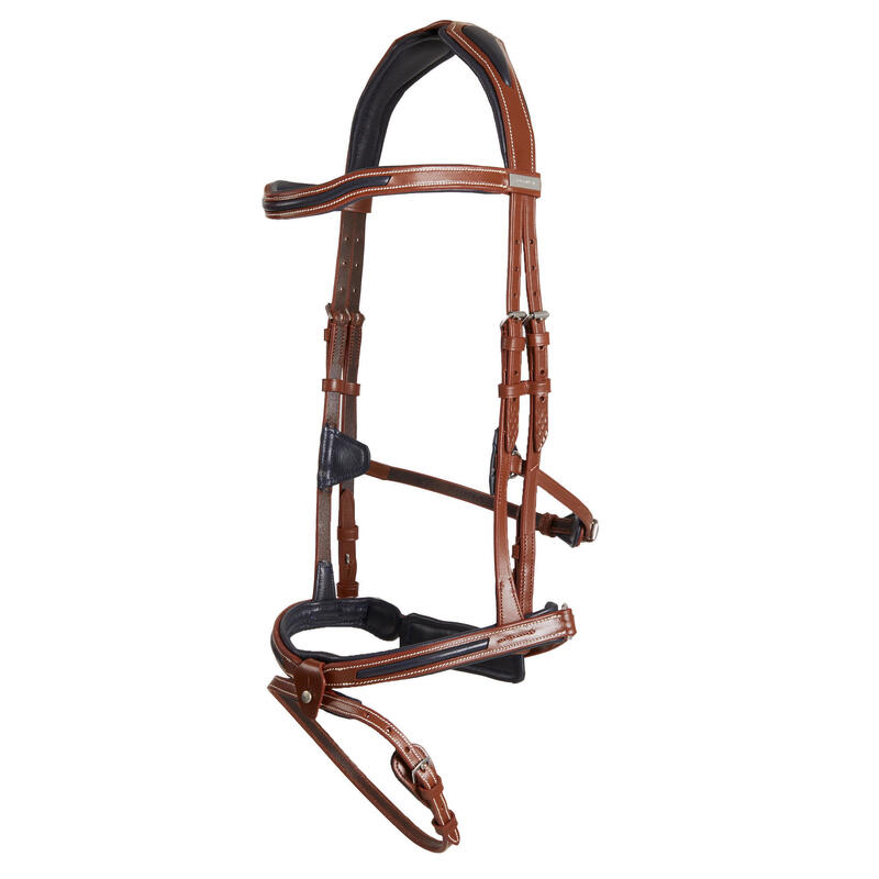 Filet cheval et poney cuir muserolle française marron clair 900