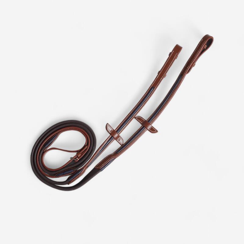 Rênes équitation cuir grip Cheval et Poney - 900 marron foncé