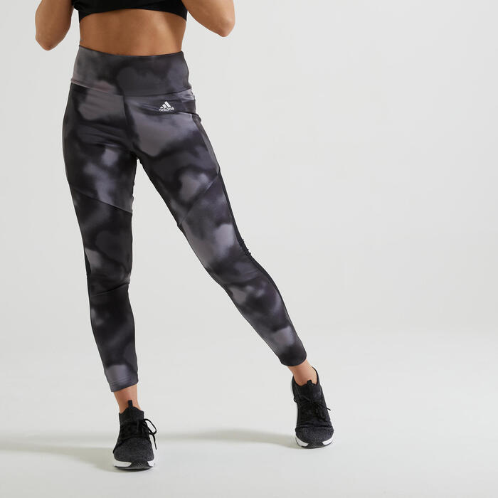 Legging cardio fitness femme print noir ADIDAS Decathlon